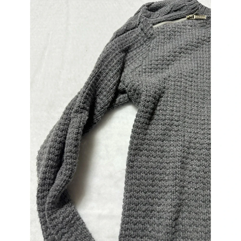 MICHAEL Michael Kors Grey Cable Knit Sweater with Shoulder Zippers Women's‎ Sz M